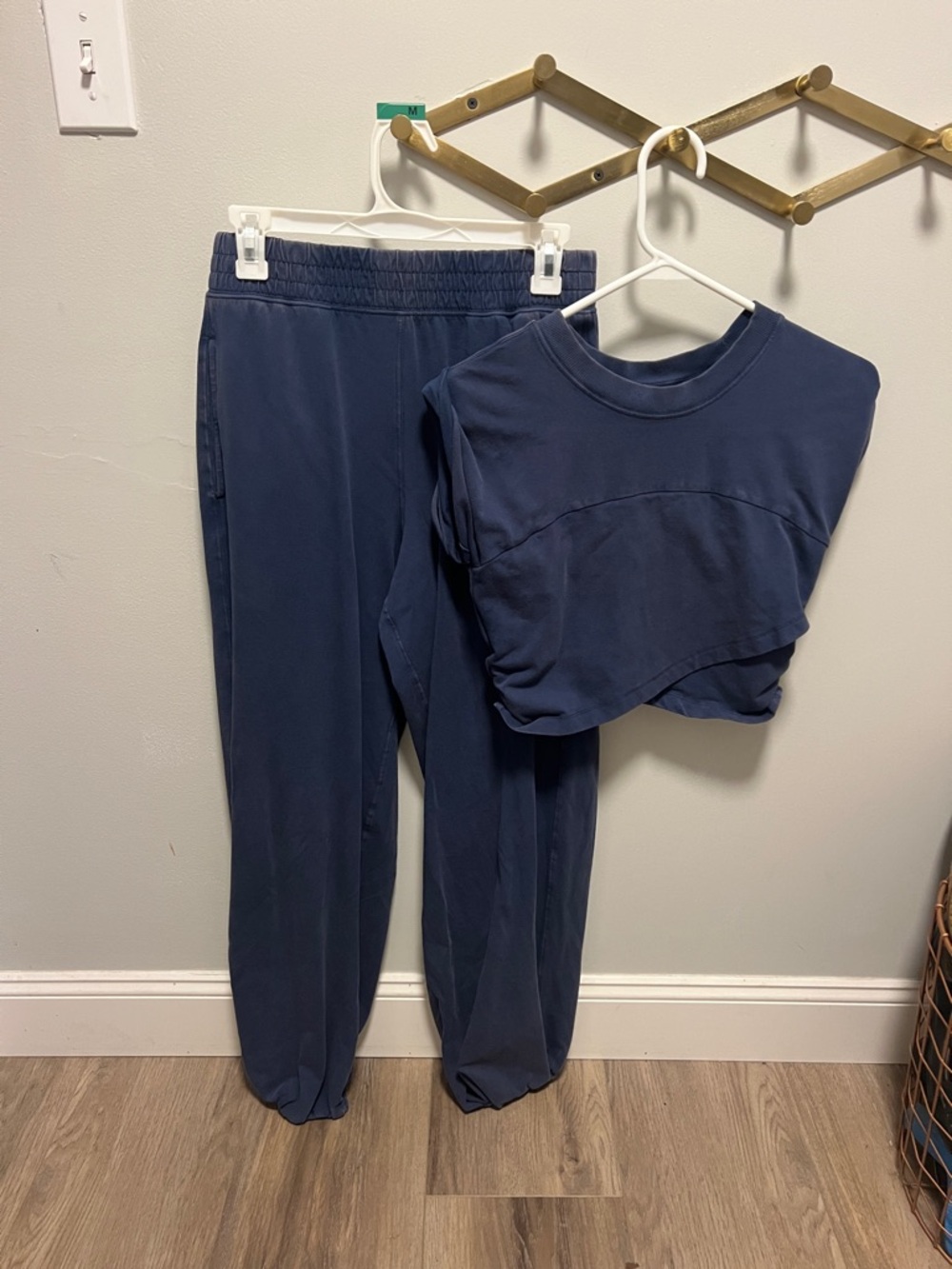 FP Movement by Free People Navy Cropped Sweatshirt and Ankle Joggers Set